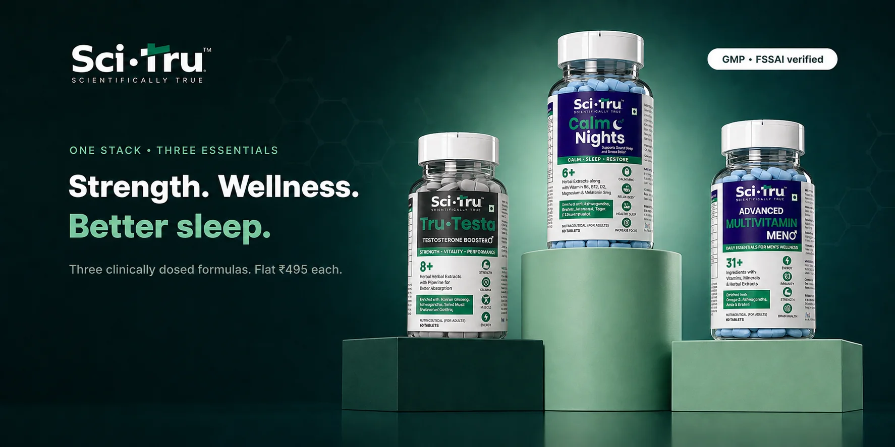 Sci·Tru Tru·Testa, Calm Nights and Advanced Multivitamin Men on podiums: strength, wellness and better sleep